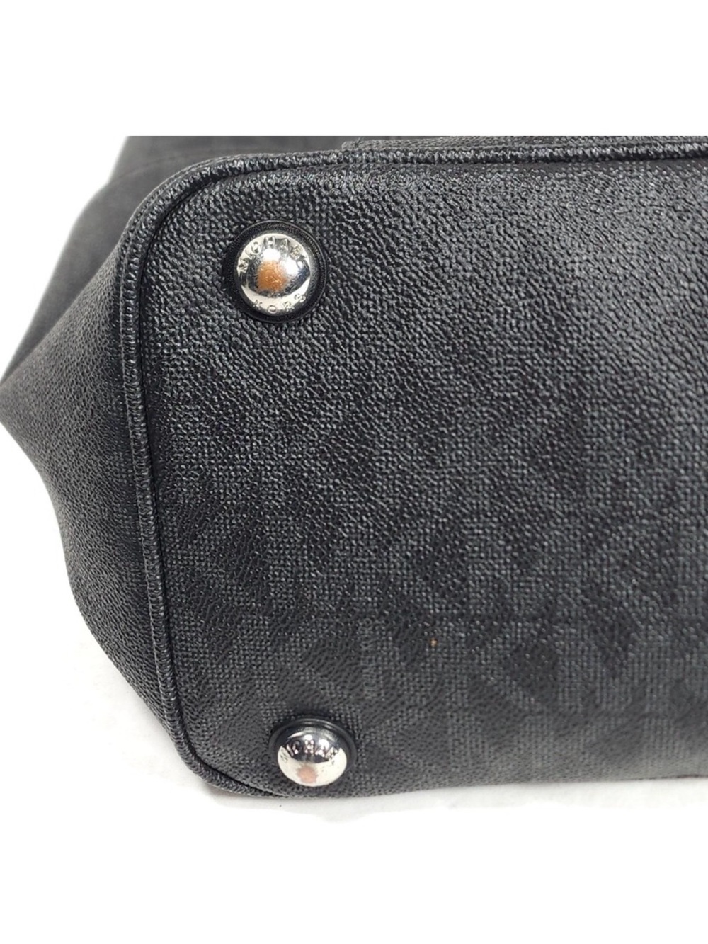 Michael Kors Jet Set Signature Logo Tote Bag Black Monogram Silver Hardware - Picture 4 of 8